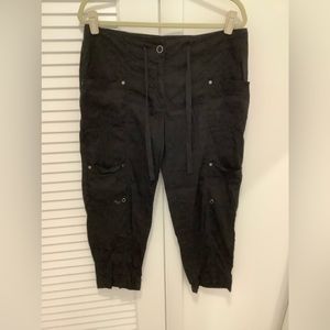 Eileen Fisher black drawstring cropped cargo style pants